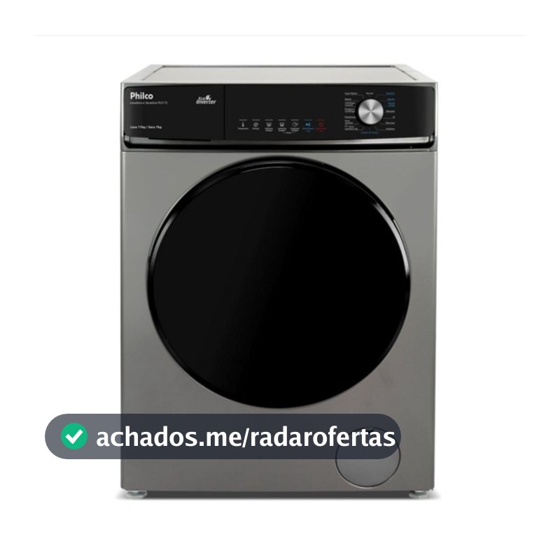 Lava e Seca Philco 16 Programas Eco Inverter 11kg Titânio PLS11C