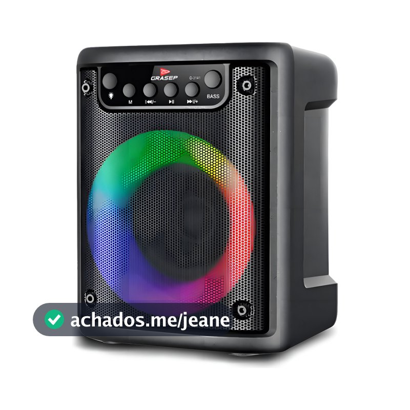 Grasep D-3141 Caixa de Som Bluetooth 10W Preto Luz LED Entrada Pendrive