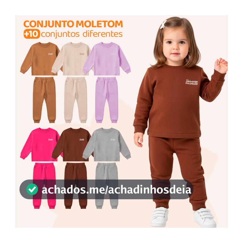 Kit 4 Peças Moletom Minimalista Bebês Menina Baby Blusa e Calça Manga Longa Roupa de Frio Inverno Feminina Neném