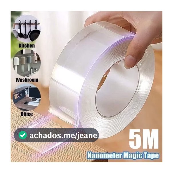 Fita Dupla Face Extra Forte Transparente NanoGel Silicone Mágica Adesiva Cola na Parede Móvel Porta