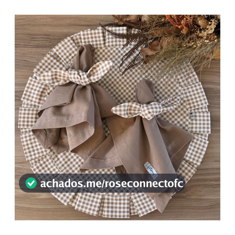Kit Completo 2, 4, 6, 8 Jogos Americanos quadriculado bege Mesa Posta com Guardanapos e Porta Guardanapos, Supla