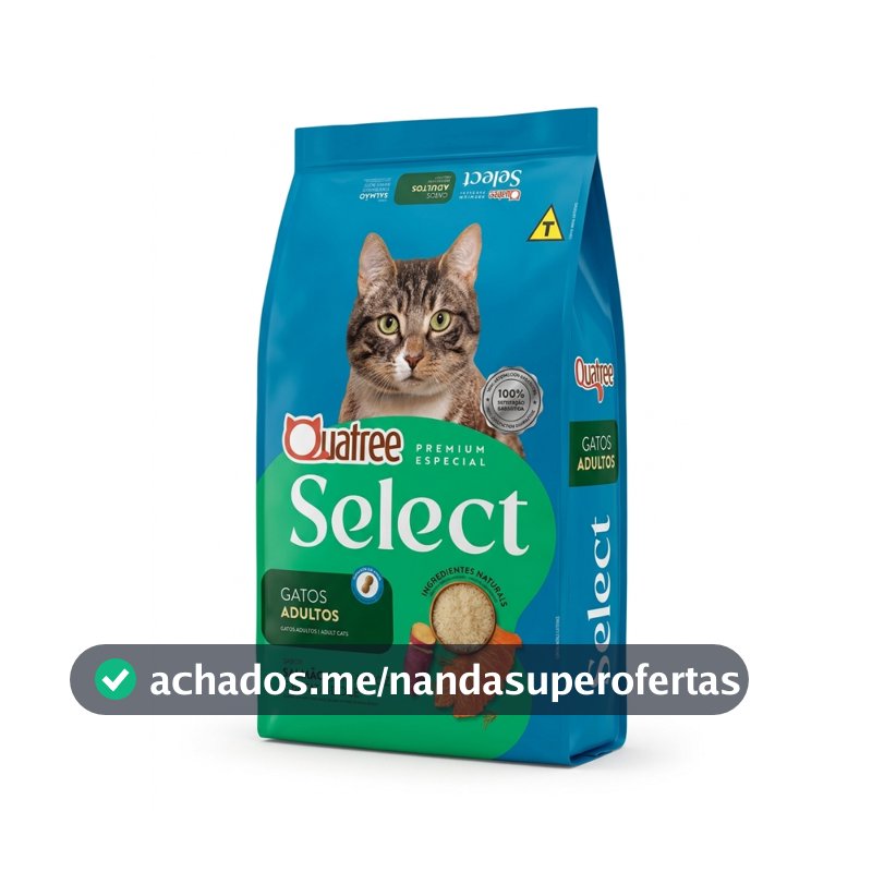 Ração Quatree Select Gatos Adultos Salmão e Arroz 10kg Premium Especial Saúde Urinária Bolas de Pelo