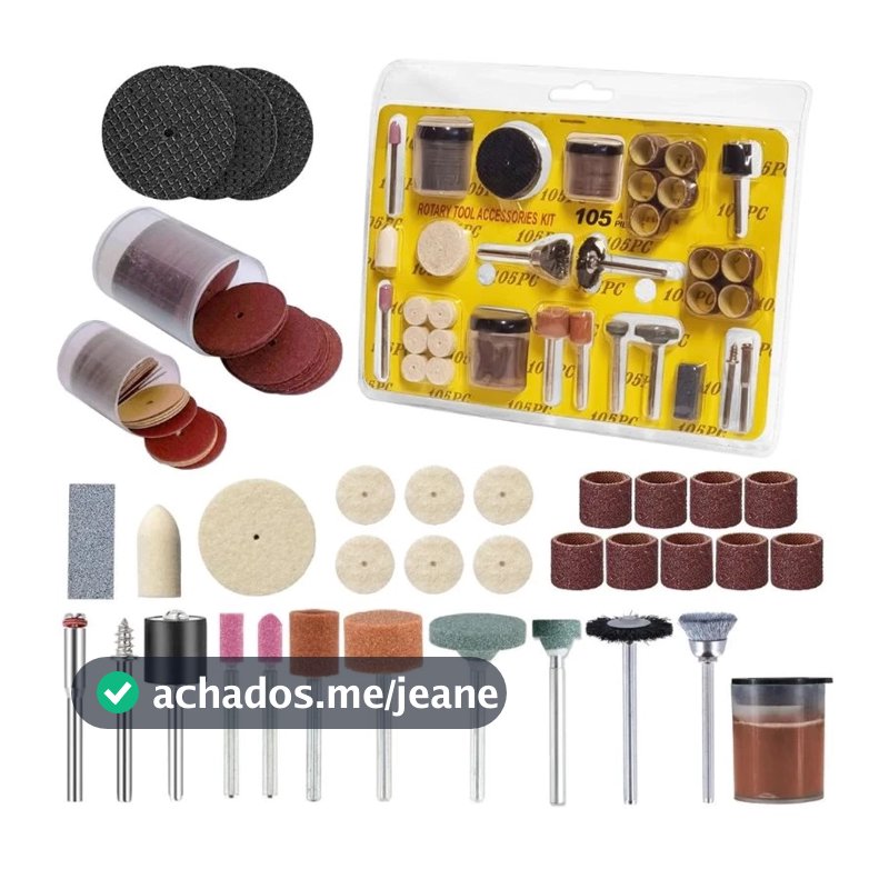 Kit 105 Acessórios Essenciais para Micro Retífica Completo Padrão Dremel Multimarcas lixa disco
