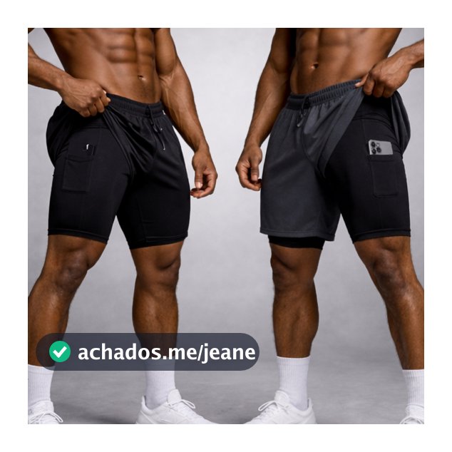 KIT 2 Short Dry Duplo 2 em 1 Bermuda Academia Masculina Treino Corrida Com  Elastano