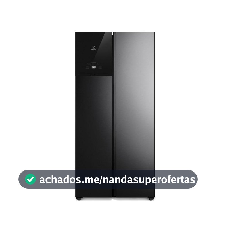 Geladeira Electrolux Frost Free Inverter 431L AutoSense Bivolt Side by Side Black Inox Look (ES40B)