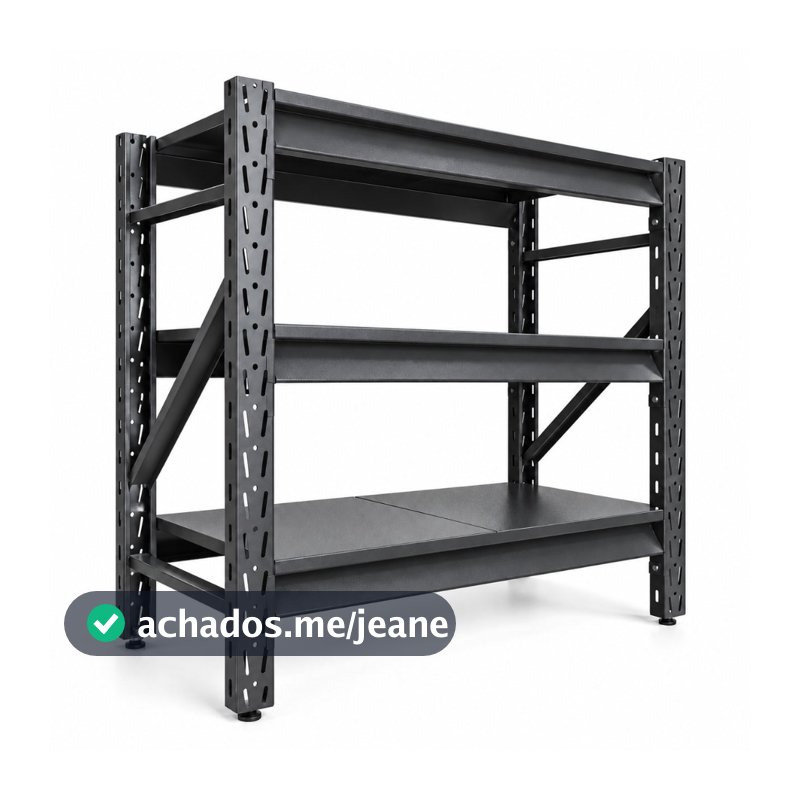 Estante de Aço Reforçada 3 Prateleiras 150kg por Nível Empilhável para Estoque Grafite BAFF