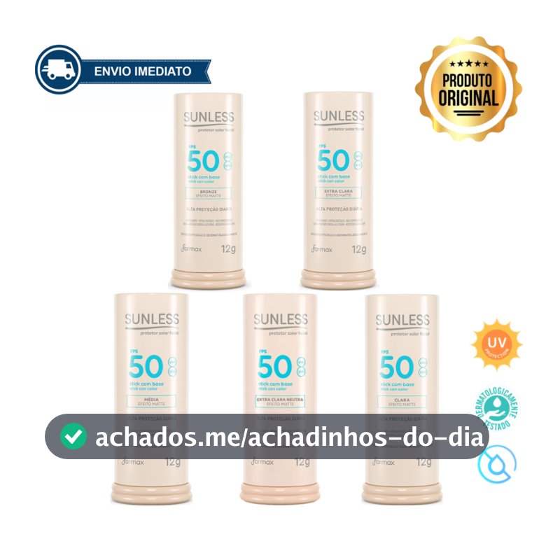 Protetor Solar Facial com Base em Bastão FPS 50 Efeito Matte Sunless Stick Envio Imediato