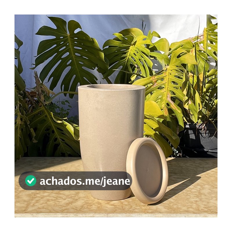 Vaso Planta Sala Coluna Ibiza Cone P Decorativo Liso Marmorizado Luxo 41x25 Resistente Leven Artes
