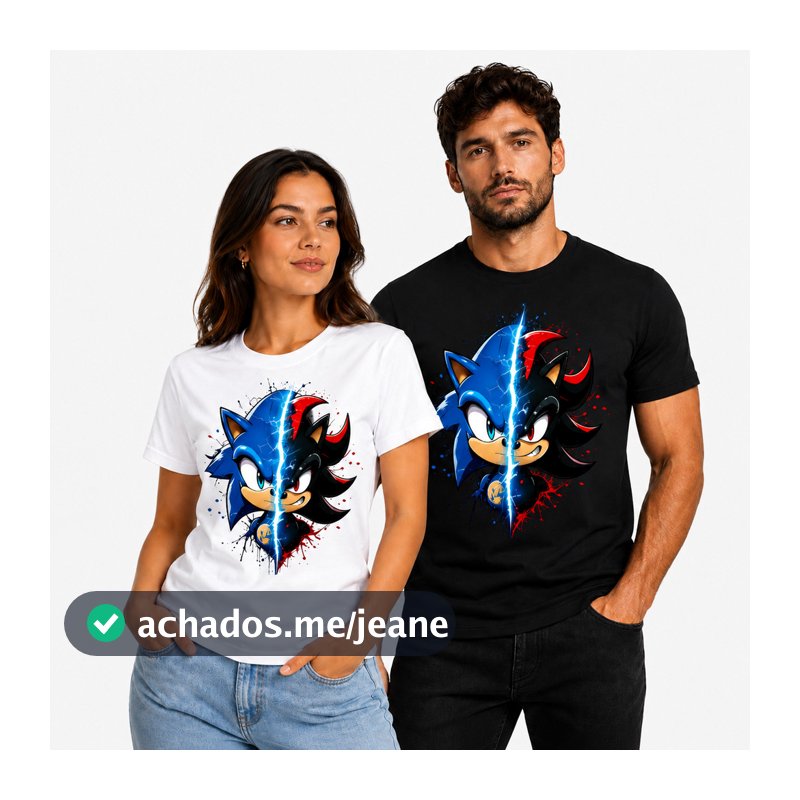 Camiseta Sonic vs Shadow Gamer Geek Unissex Masculina Feminina T-Shirt Estampada Algodão 100% Promoção