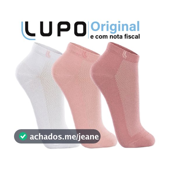 Kit 3 Pares Meias Lupo Sport Feminina 3226-089 Cano Curto Algodão Rosa