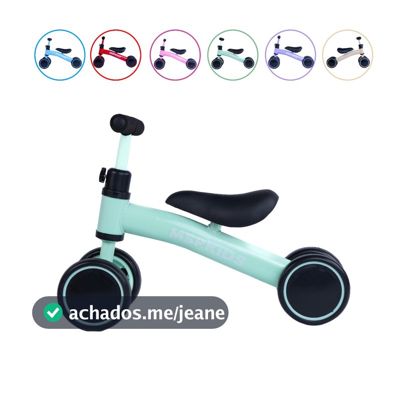 Bicicleta De Equilíbrio 4 Rodas Bebê Sem Pedal Infantil Quadro Metal