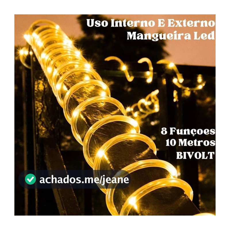 Mangueira Led Redonda 10M Pisca Luminosa 8 Funções Bivolt 110 E 220V Decoração Iluminação