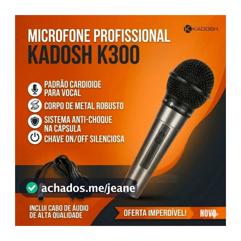 Microfone Com Fio Unidirecional Kadosh K300 Lançamento Igrejas Eventos