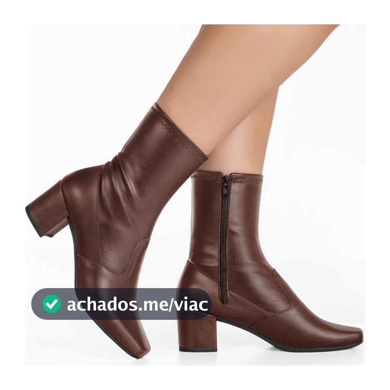 Bota feminina Gigil Bico Quadrado Salto Médio Com Zíper e Stretch Estica Na Perna
