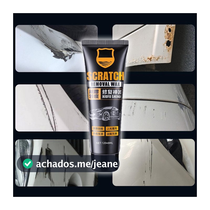 Removedor de Arranhões de Carro 120ml Cera Polidora Tira Risco Automotivo Não Danifica Pintura Restaura Brilho