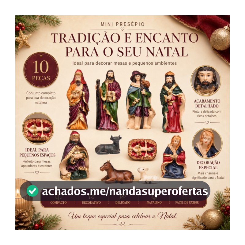 Mini Presépio De Natal Em Resina Decoração Natalina 10 Peças 10cm