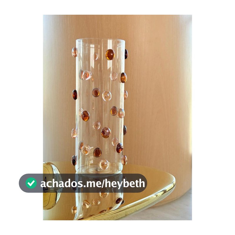 Vaso  Decorado  com Gemas de Vidro  Design Italiano Sphere 25 cm de  Altura x 10 cm