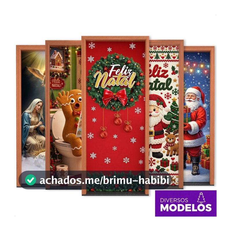 Capa de Porta Natal Guirlanda Em Tecido Decoração Natalina para Casa Sublimado 0,80x2,1m C/ Elástico