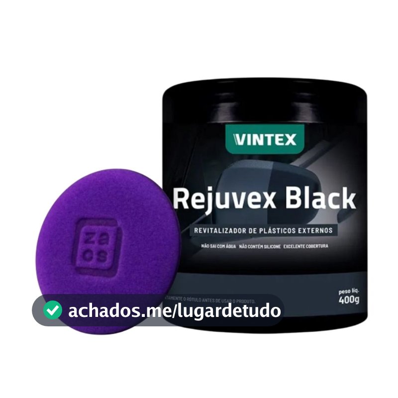 kit Restaurador Revitalizador Plásticos Rejuvex Black 400g + Aplicador Espuma