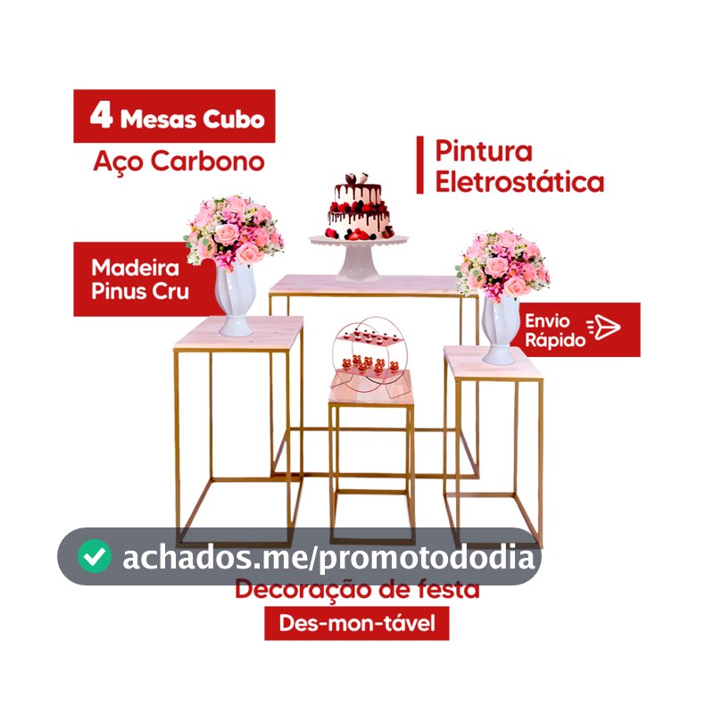 Mesas Para Decoração de Festas Cubo Desmontavel Pintura Eletrostatica  (4 Peças) Para Decoração