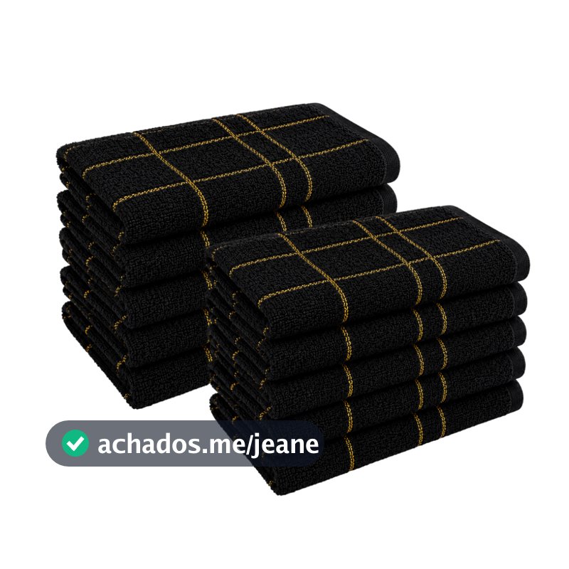 10 Pano de Prato Preto Grande Xadrez Algodão Laune Haus