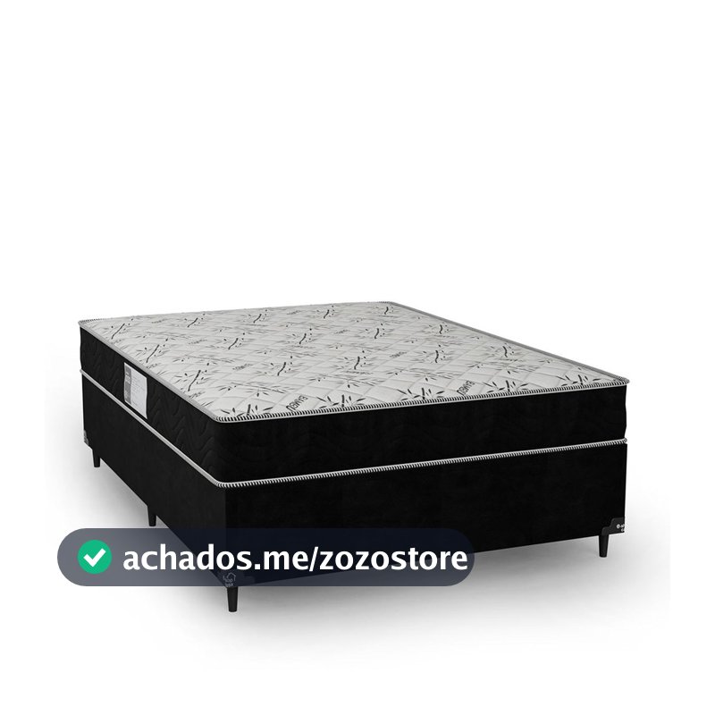 Cama Box Casal + Colchão D33 One Face - Suede Preto - e-Shop Casa