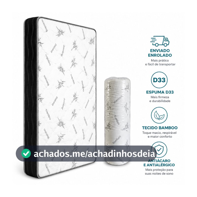 Colchão Tamanho Casal D33 Espuma Certificado Inmetro 188x138x12 Cm Ortopédico Alta Qualidade Conforto e Resistência - AV