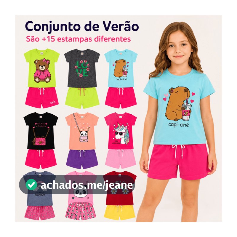 Kit Sortido 5 Conjuntos Feminino/Menina Infantil Juvenil Blusas e Shorts