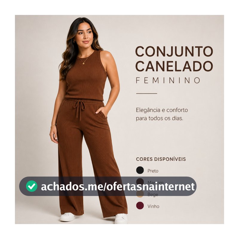 Kit Calça Wide Leg Pantalona Bolsos + Regata Plus Feminino