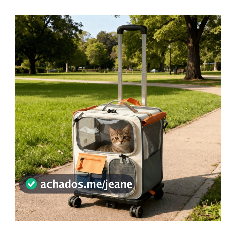 Mochila Pet com Rodinhas 360° e Alça Retrátil | Transporte Seguro para Gatos