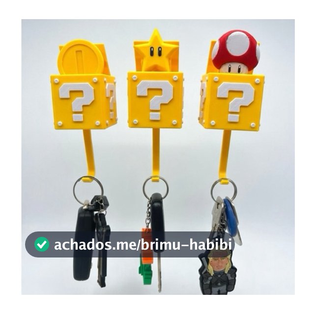 Combo 3 Porta Chaves Geek Cogumelo Estrela Moeda