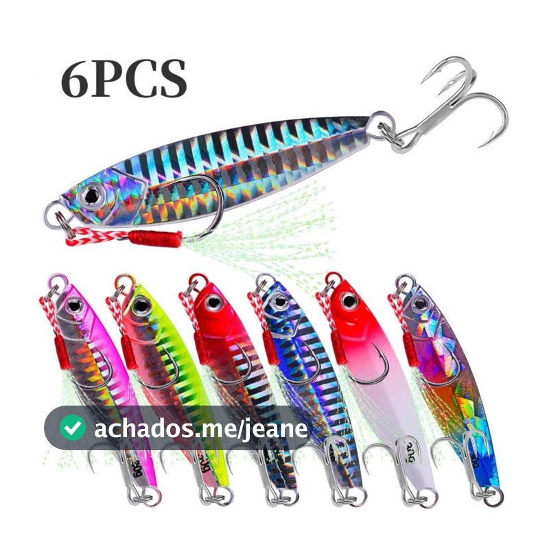 6pcs Iscas De Pesca De Jig Robalo Pesos 7g 10g 15g 20g Metal De Peixe Água Salgada Gelo Isca Artificial