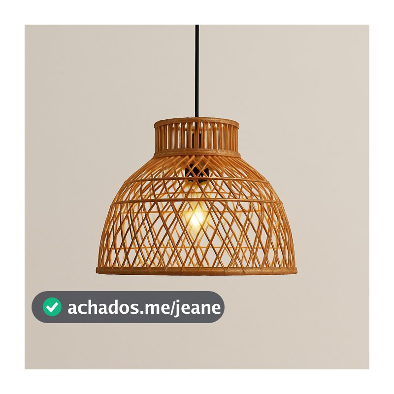 Lustre Pendente Vime Artesenal Rústico Amadeirado Luminaria de Teto Rattan Sala de Jantar Cozinha