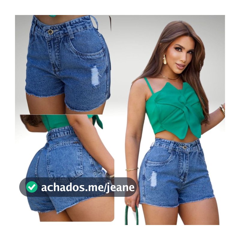 Short Jeans Feminino Premium Cintura Alta Marmorizado Leve Destroyde Barra Chuleada