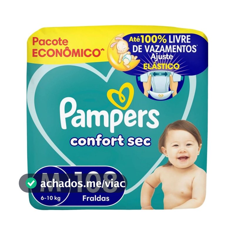 Fralda Descartável Pampers Confort Sec M 108 Unidades