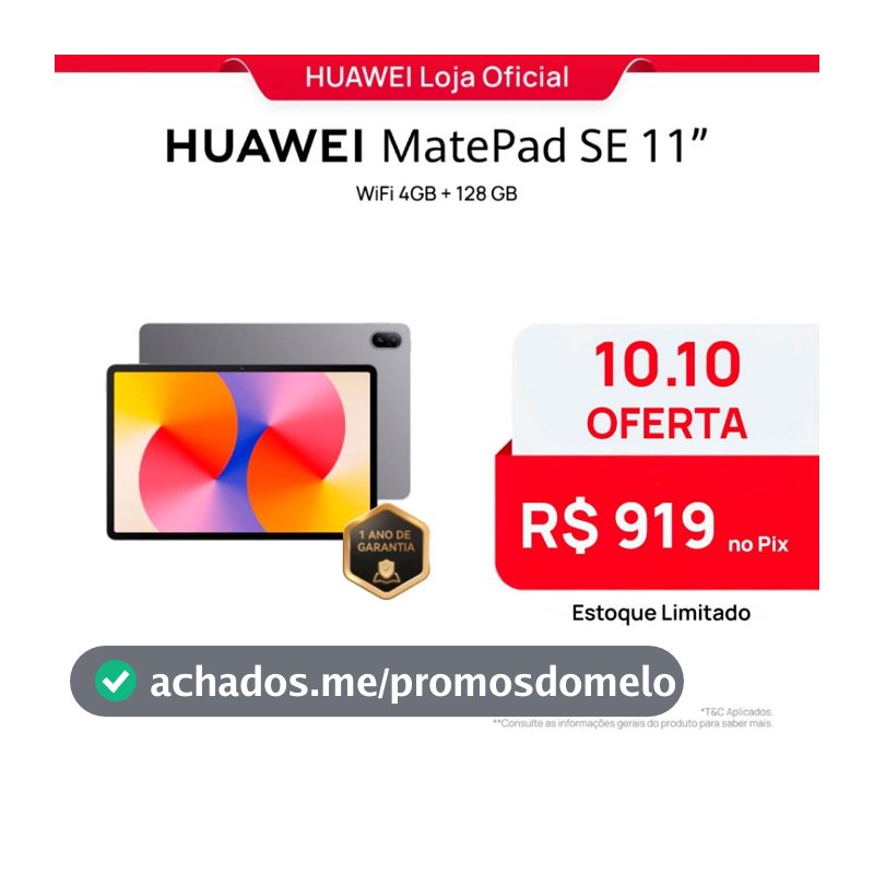 HUAWEI MatePad SE 11" | Tablet | Design de Corpo Único em Metal | 7700 mAh + Superbateria de 22,5 W