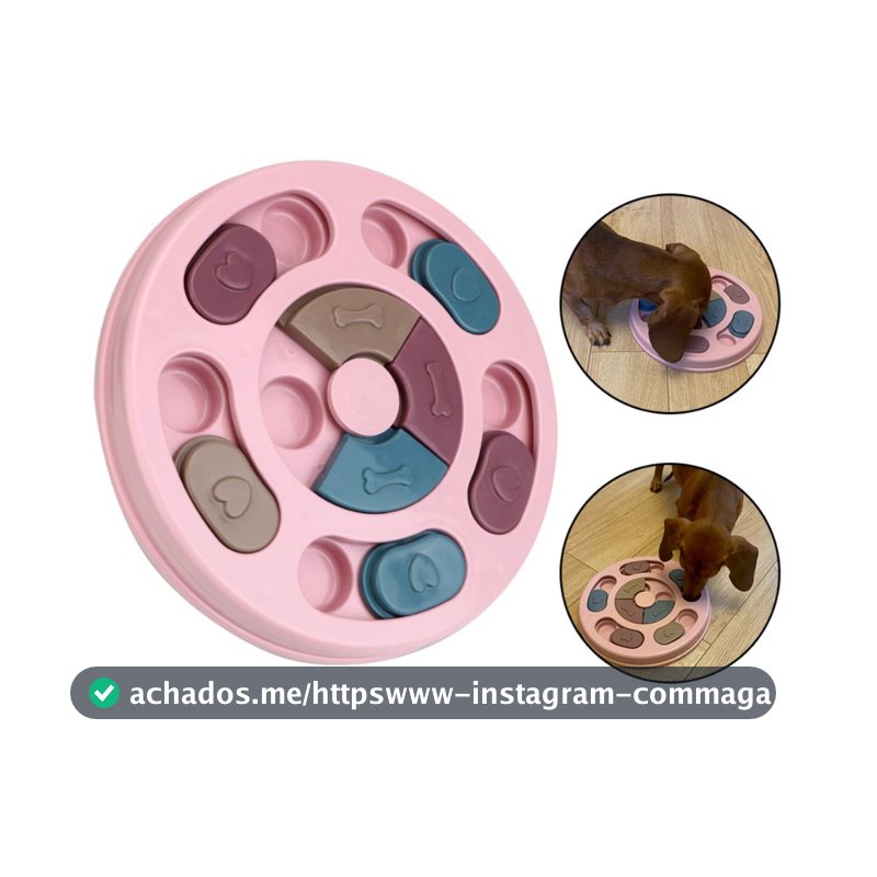 Brinquedo Interativo Comedouro Lento para Cachorro Pet Porta Petisco Puzzle Redondo