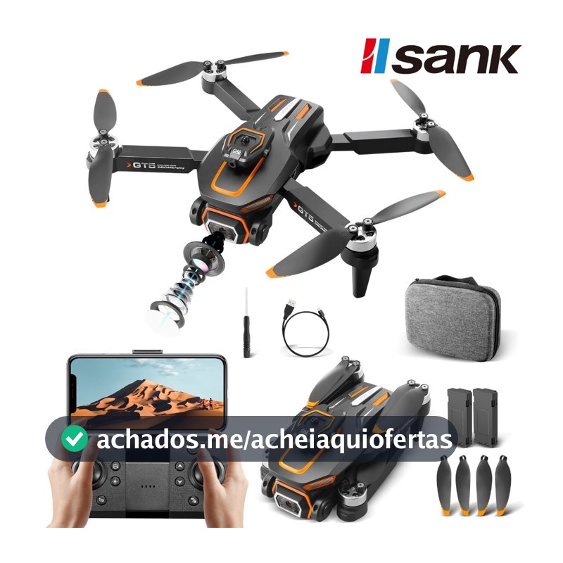 Drone profissional GT5 com motor sem escovas e câmara HD Wi-Fi FPV + 2 baterias