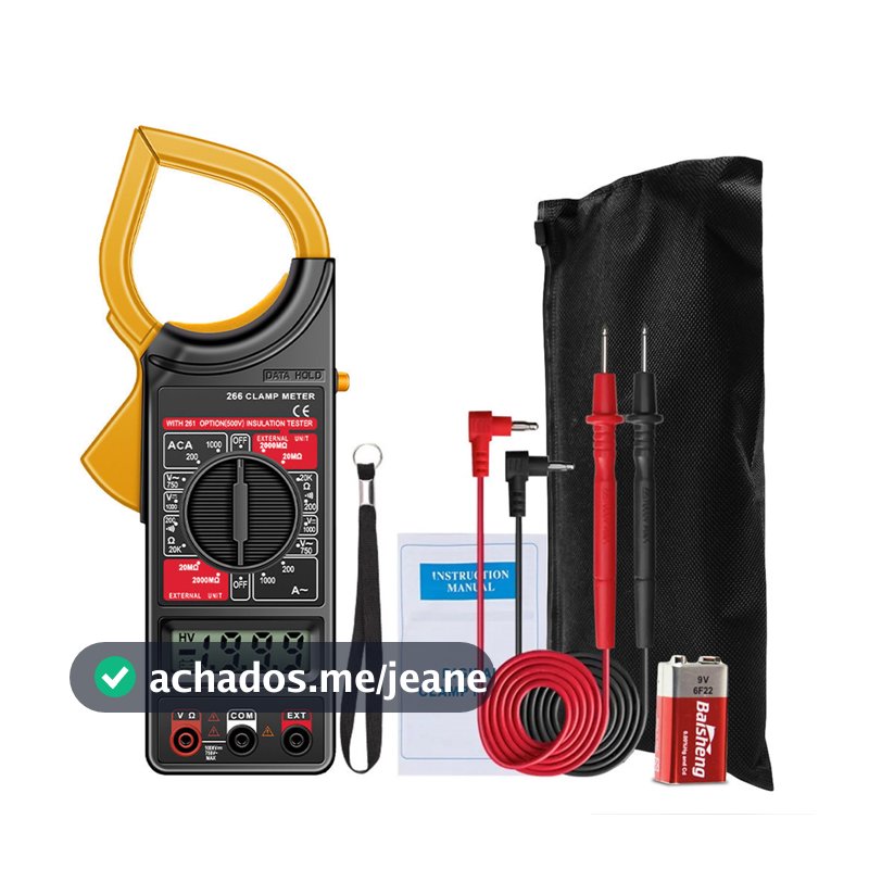 Alicate Amperímetro Digital LWJ-302 ferramenta Portátil C/ Estojo C/ Bateria Voltimetro Multímetro