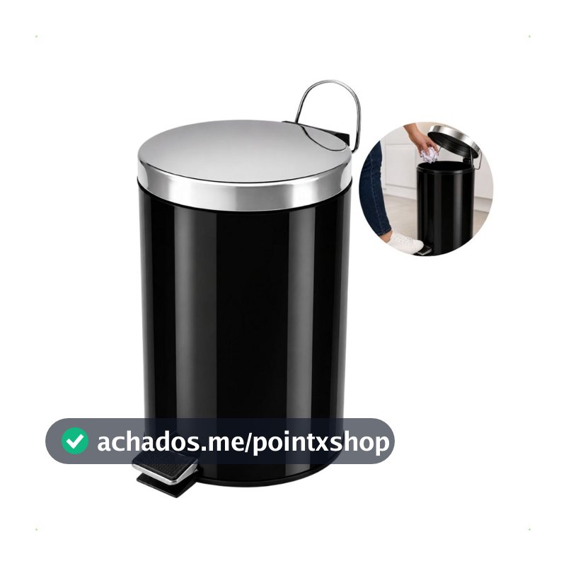 Lixeira 12 Litros Cesto Com Tampa e Pedal INOX E Cesto Balde Removível Lixo Banheiro Cozinha Casa Escritório