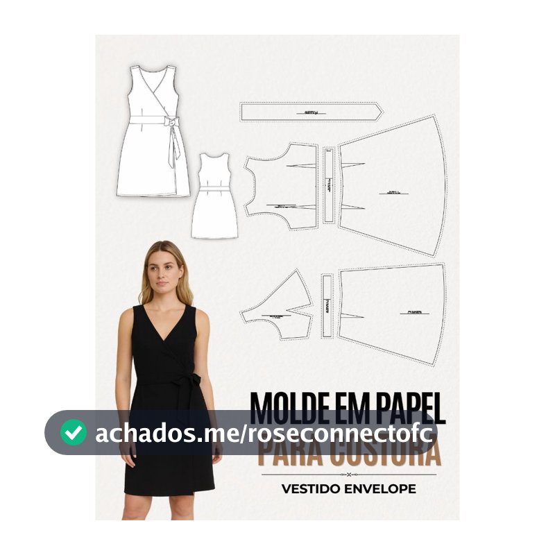 MOLDE EM PAPEL PARA COSTURA IMPRESSO VESTIDO ENVELOPE REGATA CLASSICO PLUS SIZE | MOLDE EM TAMANHO REAL