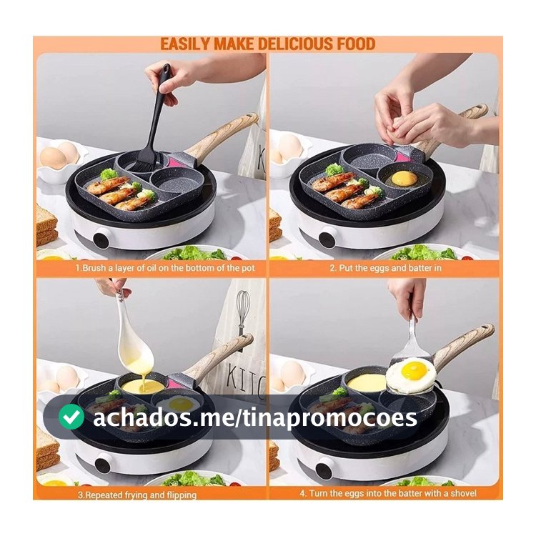 Frigideira Antiaderente 3 em 1 para Ovos Carnes Bacon Cafe da manha Hamburguer