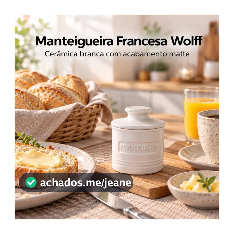 Manteigueira Francesa Cerâmica Branca Porta Manteiga Wolff