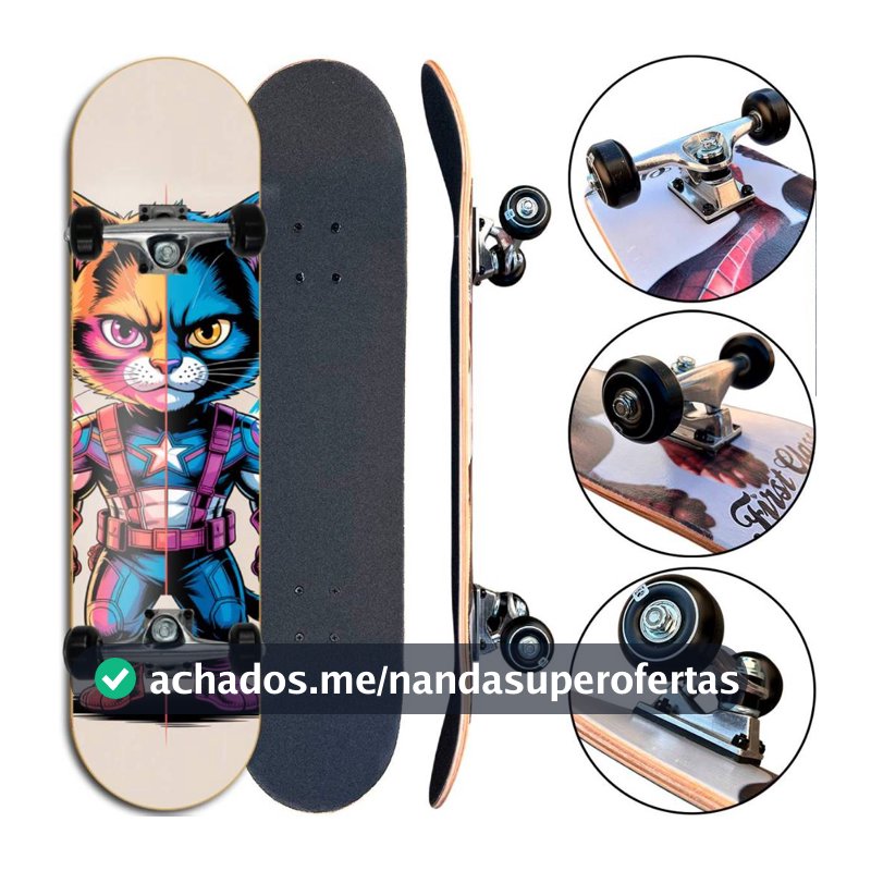 Skate Iniciante Completo Rolamento Abec 5 para crianças e adultos Ate 80kg