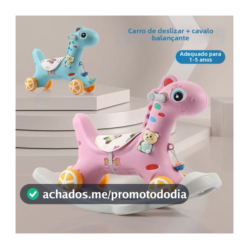 Carrinho de Bebê Cavalinho de Balanço 2 em 1 - Brinquedo Multifuncional de Pônei--3602