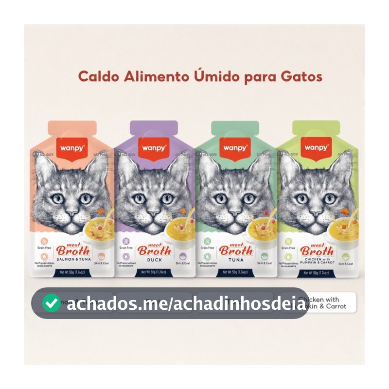 Combo Wanpy Sopa Caldo Caldinho Alimento Úmido Petisco Para Gatos 50g