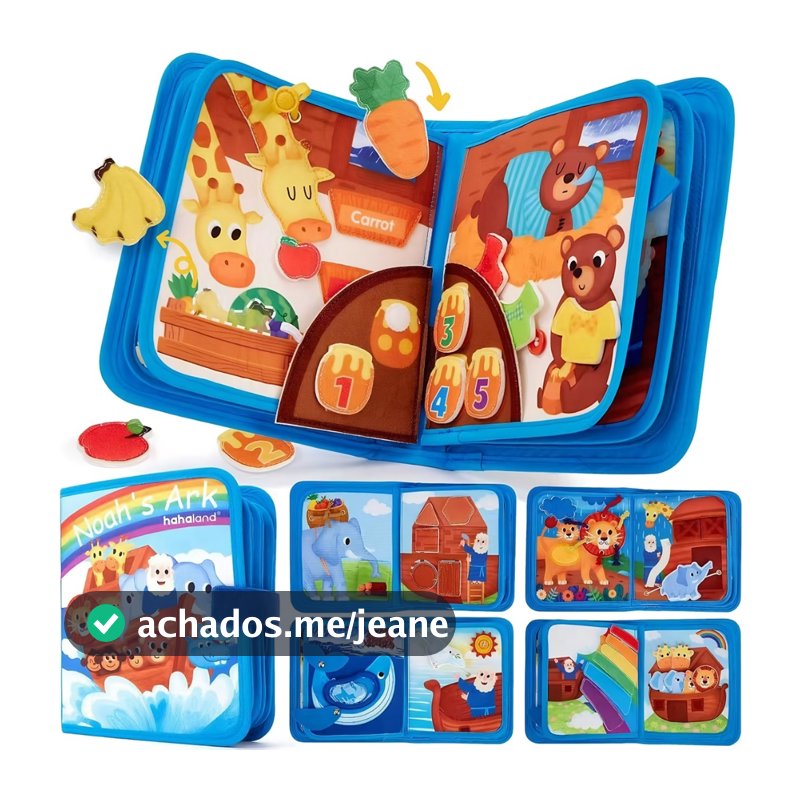 Livro Silencioso Arca de Noé Montessori de Feltro Brinquedo Sensorial Natal para Crianças 1-5 Anos