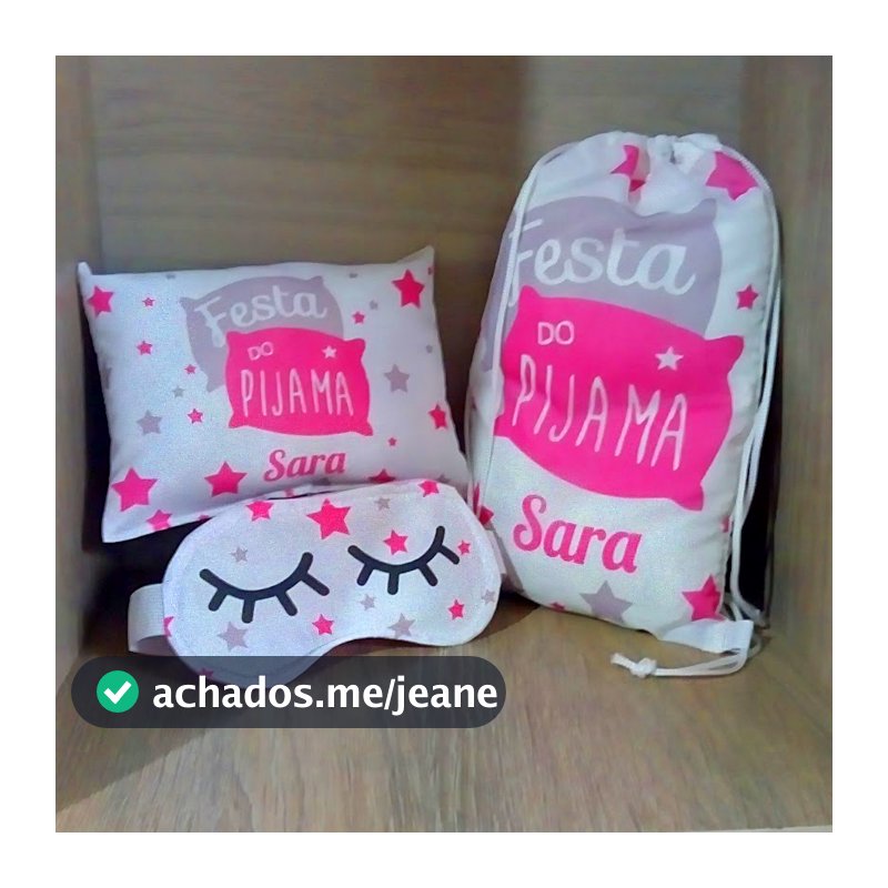 7 kit festa do pijama lembrancinha almofada mochilinha mascara de dormir venda tapa olho spa