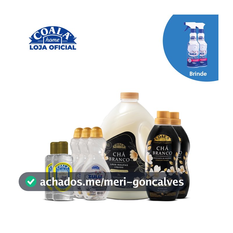 Kit Coala Mega Limpeza Perfumada Chá Branco - 8 itens + Brinde 2 Passa Fácil Zulu Perfumes