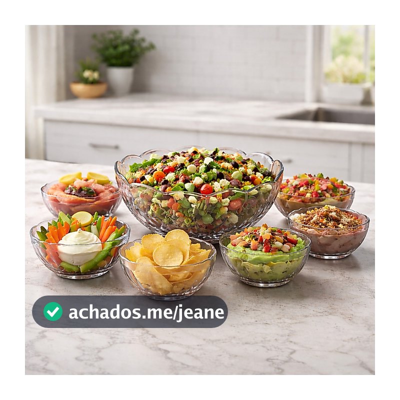Conjunto 7 Bowls de Vidro Rose Tigelas Decorativas